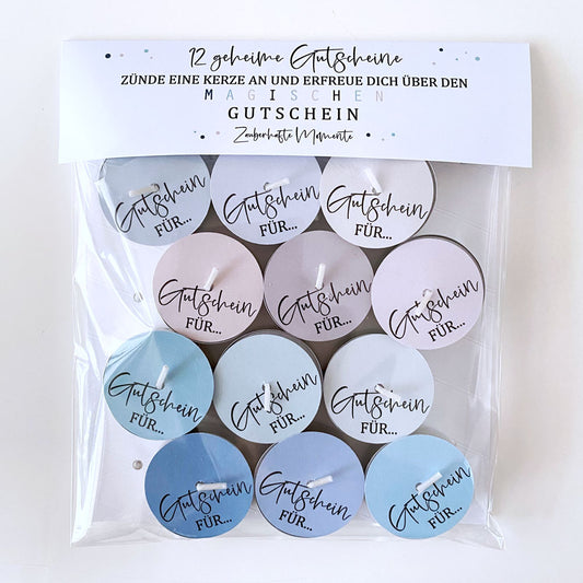 Liebesgutscheine mit 12 Zauberkerzen