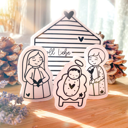 Weihnachtskrippe | Stall, Krippe mit Maria & Josef