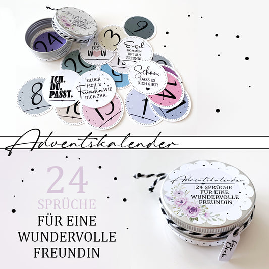 Mini Adventskalender «24 Sprüche für Freundinnen»