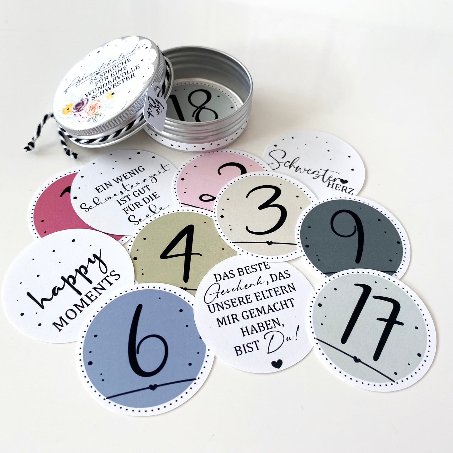 Mini Adventskalender «24 Sprüche für Schwestern»