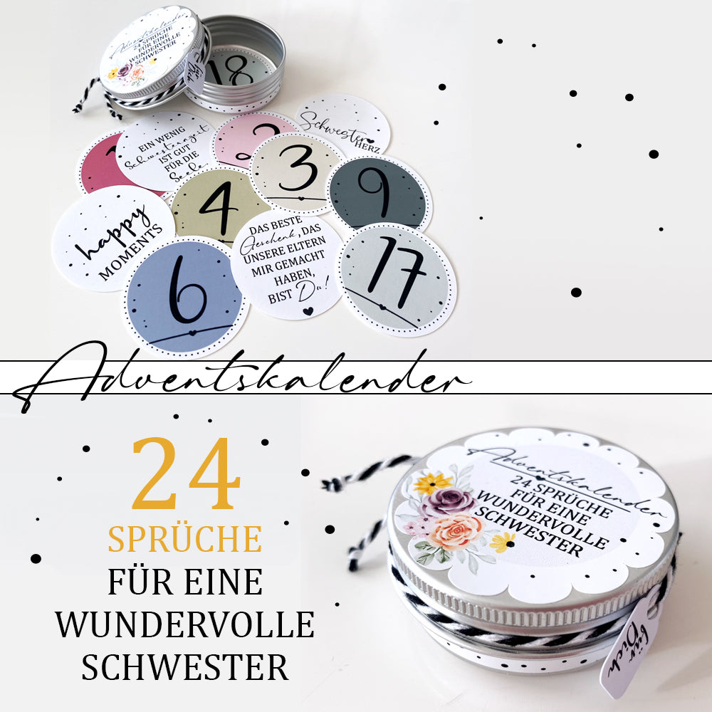 Mini Adventskalender «24 Sprüche für Schwestern»
