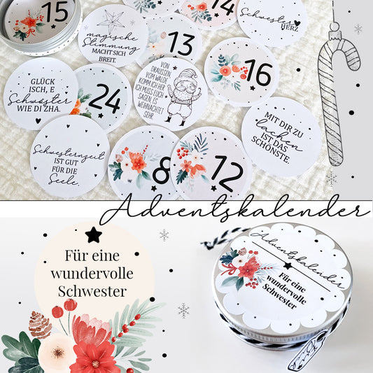 Mini Adventskalender für eine wundervolle Schwester
