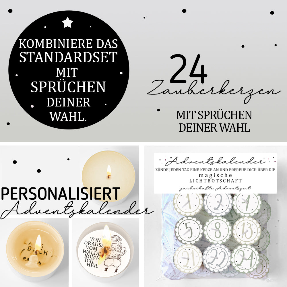 Adventskalender mit 24 Zauberkerzen - PERSONALISIERT