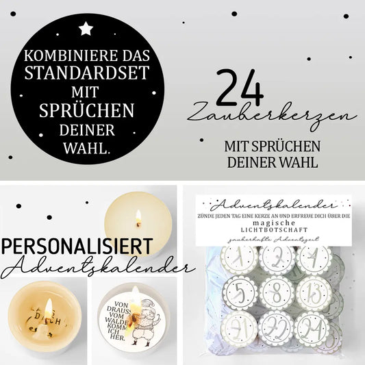 Adventskalender mit 24 Zauberkerzen - PERSONALISIERT