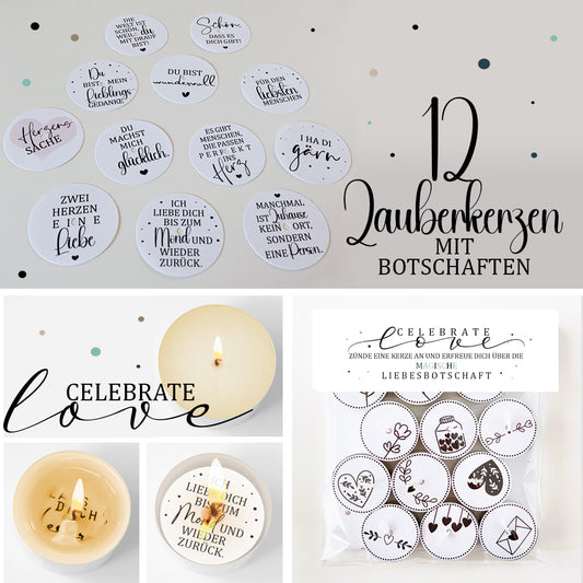 12 Zauberkerzen «celebrate love»