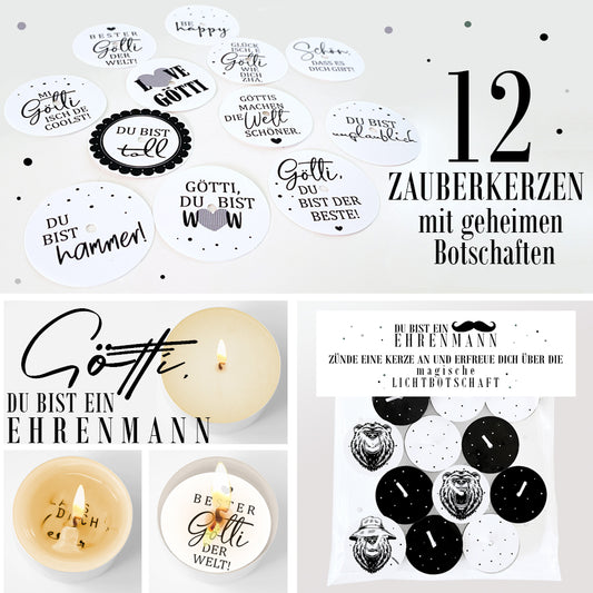 12 Zauberkerzen «Götti, du bist ein Ehrenmann»