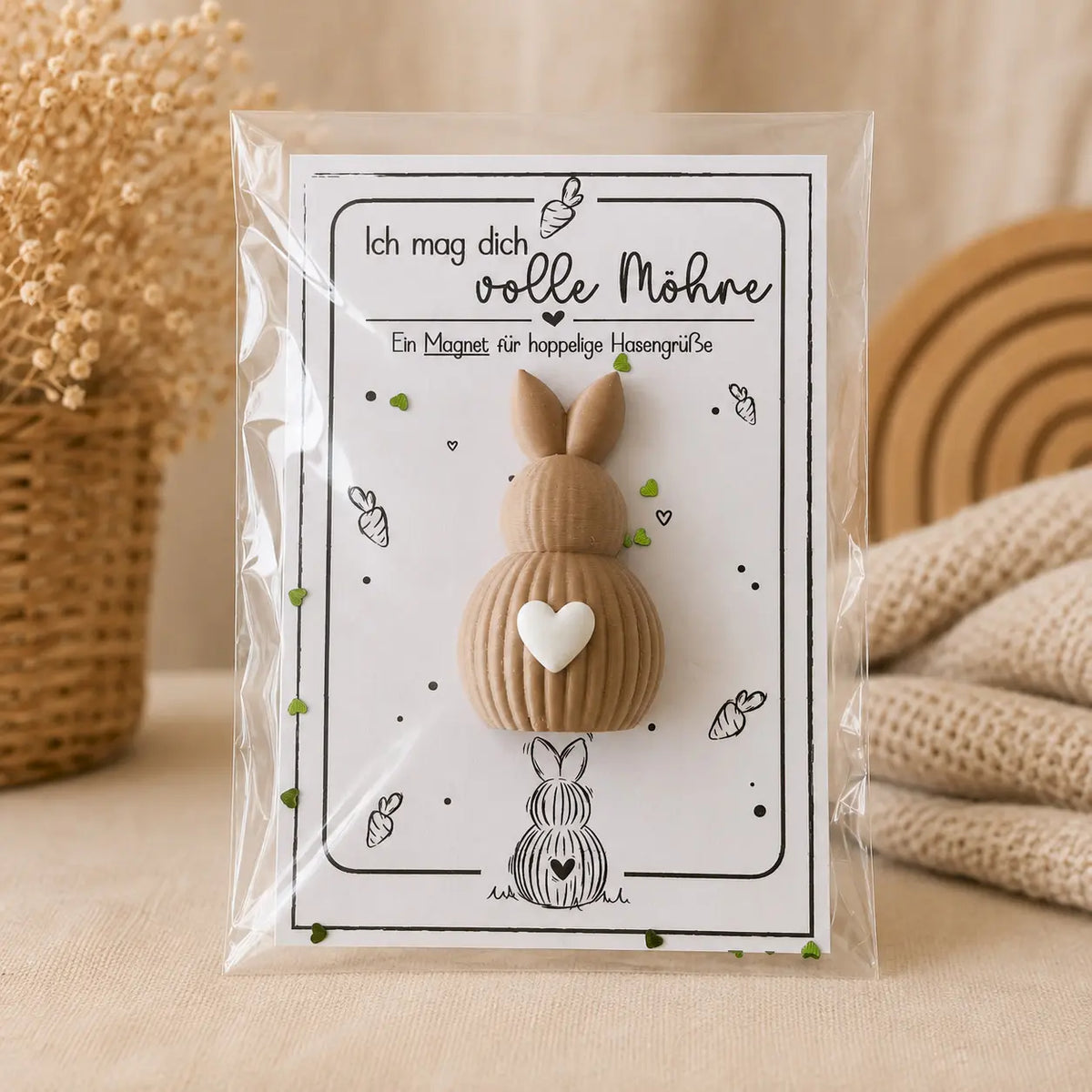 Magnet Hase Hoppy in der Verpackung