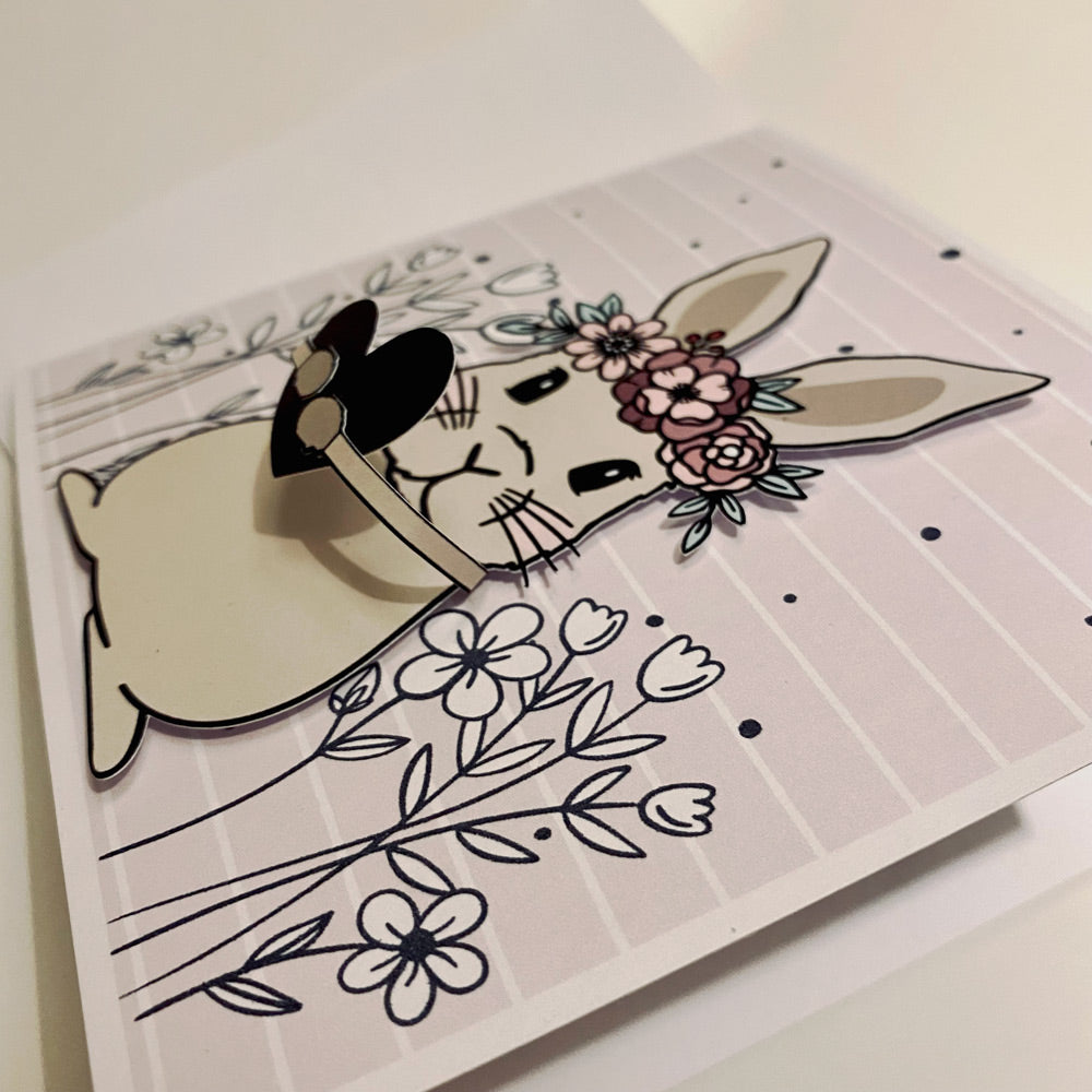 Doppelkarte • FRAU HASE • beige