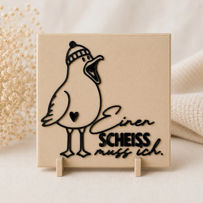 Schild in beige - Einen Scheiss muss ich