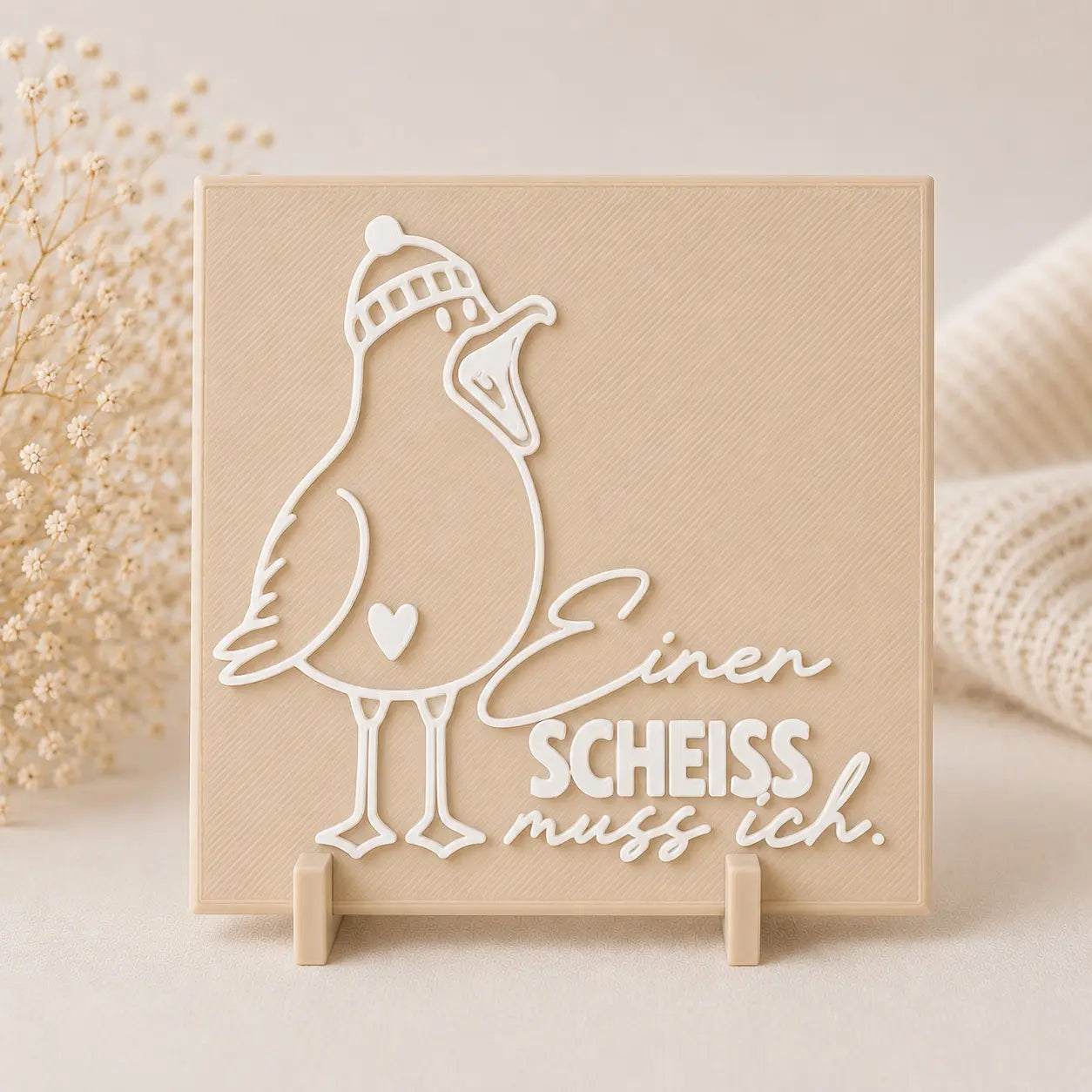 Schild in beige - Einen Scheiss muss ich