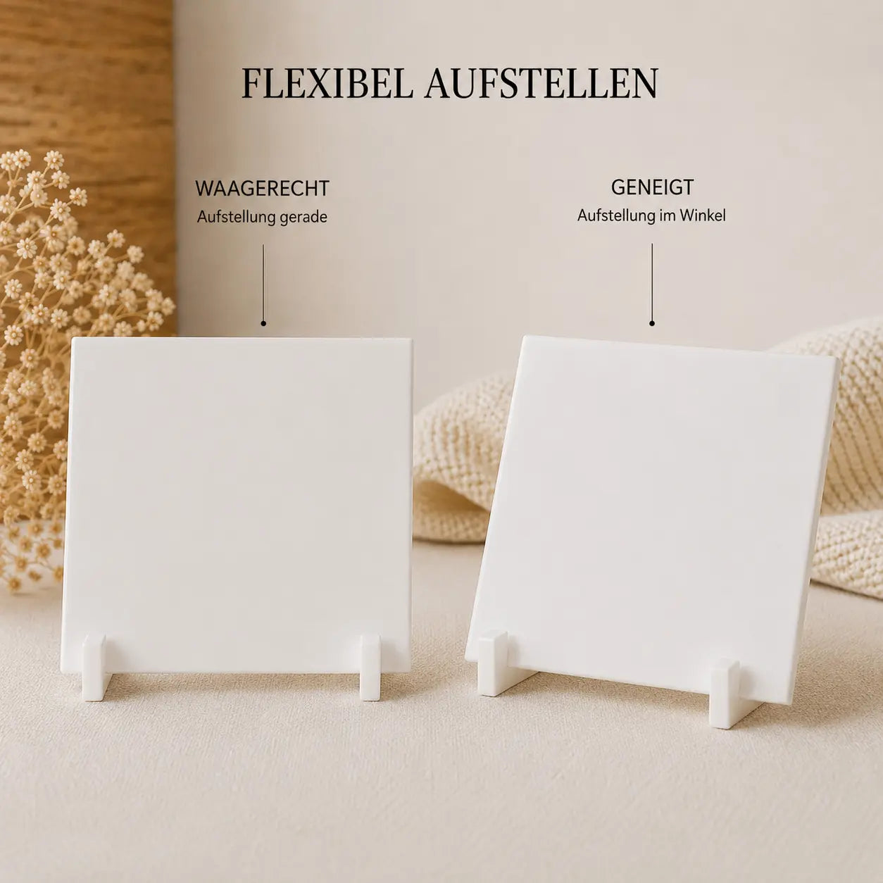 Das Zitat-Schild kann waagerecht oder geneigt aufgestellt werden