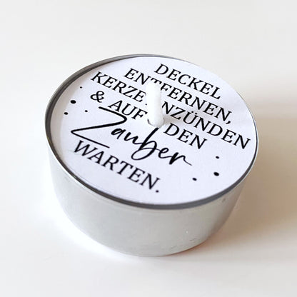 Teelicht-Botschaften • Deckel mit Hinweis