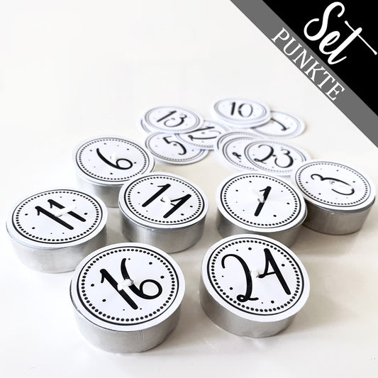 24 Teelicht-Deckel | Adventzahlen MUSTER