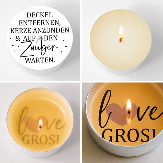 Einzelne Teelichtbotschaften zum selber Basteln von Zauberkerzen zum Thema: Grosi