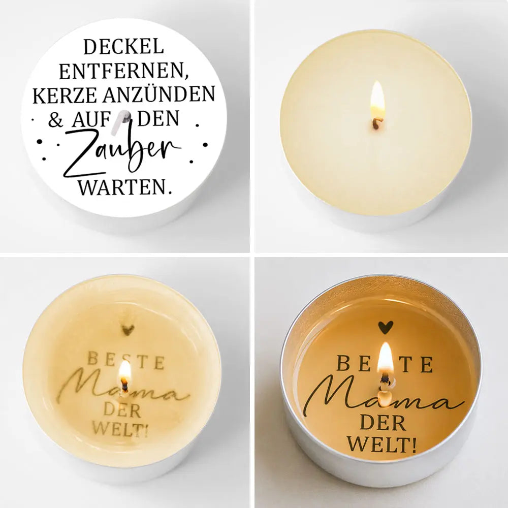 einzelne Teelicht-Botschaften für die Mama