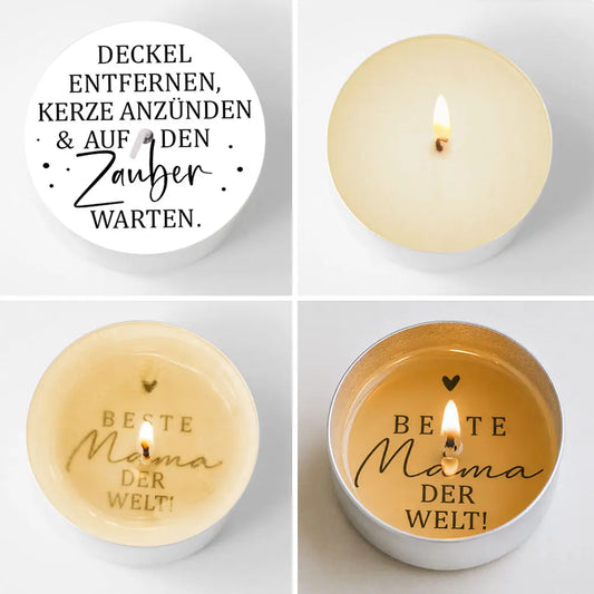 einzelne Teelicht-Botschaften für die Mama