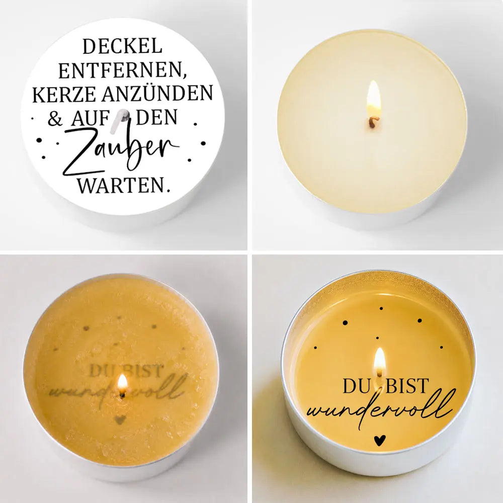 Ein Set mit 12 Teelichtbotschaften zum Basteln von Zauberkerzen rund ums Thema: Mütter