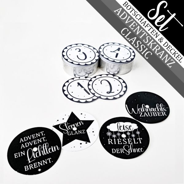 Adventskranz mit 4 Zauberkerzen mit klassischen Weihnachtssprüchen
