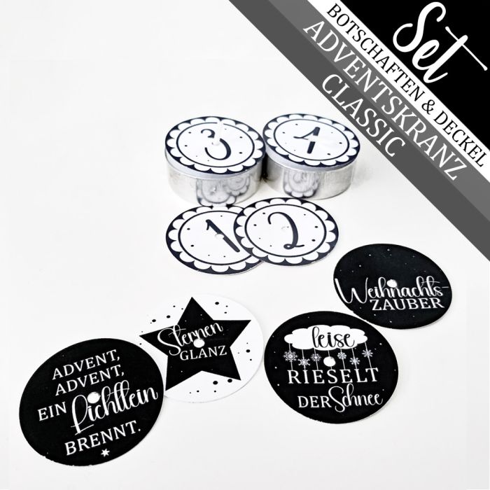 Adventskranz mit 4 Zauberkerzen mit klassischen Weihnachtssprüchen