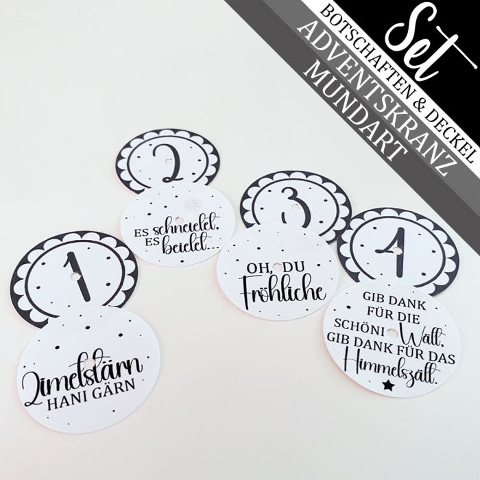 Adventskranz mit 4 Zauberkerzen mit Mundart-Sprüchen