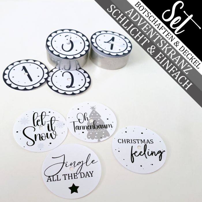 Adventskranz mit 4 Zauberkerzen mit schlichten & einfachen Sprüchen