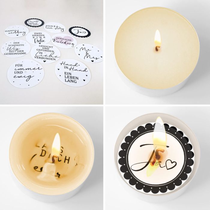 Set mit Teelicht-Botschaften • Hochzeit